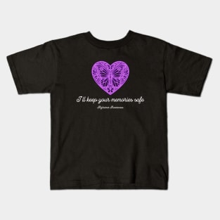 I will remember Alzheimer Awareness Purple Heart Butterflies Kids T-Shirt